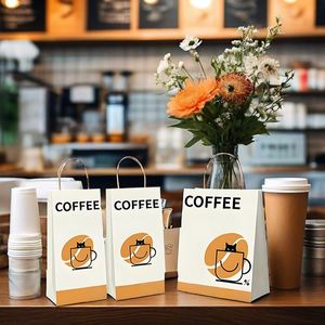 Custom Thin <b>Paper</b> Bags for Cafe Branding Cheap White Wrapping <b>Paper</b> Bags with Customized Logo Printing - Product Image 3