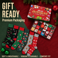 Chaussettes en coton jacquard de Noël 200N, chaussettes festives à motif Père Noël et rennes, chaussettes décontractées pour les fêtes, cadeau de Noël pour hommes adultes
