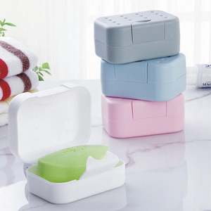 Jabonera portátil con tapa, caja de jabón rectangular de plástico impermeable para viaje, para baño y uso facial - Product Image 1