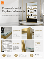 Vitrine de présentation de bijoux de luxe haut de gamme avec éclairage LED, construction en MDF, écologique, étanche, miroir robuste, pour la vente au détail