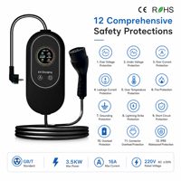 Chargeur EV portable GB/T 16A 3,5 kW, station de recharge pour voiture électrique de niveau 2, étanche IP65, EVSE 220V, chargeur domestique, contrôle par application Wifi