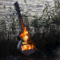 Brasero portable en acier inoxydable au design unique de guitare - Poêle à feu sans fumée à combustion secondaire brevetée avec support et sac1