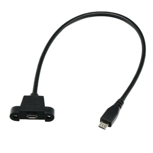<b>Micro</b> Usb Male To Female Extension Cable 0.5m Black With Ear Screw Holes For Mobile <b>Phone</b> Data Transfer - Product Image 2