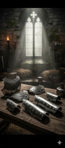 Armure portative médiévale en acier doux de qualité supérieure, finition polie, gravure à la main, en acier doux de calibre 18, finition polie - Product Image 2