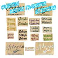 Étiquettes de transfert transparentes en PET/PVC avec logo UV, métalliques, imperméables, lavables, écologiques, pour l'emballage de cadeaux, d'artisanat et de bouteilles