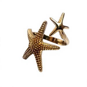 Vente en gros, bague de doigt 2 étoiles, soutien-gorge réglable, couleur or et argent, bague étoile - Product Image 4