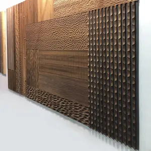 Scanalato Interior Design 3D Wall Decor Siding Plank Sandwich Board Doghe solide Legno Rivestimento in legno Plank Panel