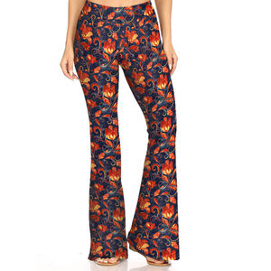 Custom High Waist Flare Leggings Paisley Acuarela Floral <span class=keywords><strong>Flores</strong></span> Hojas Mujeres Yoga Bell-bottoms Pantalones - Product Image 4