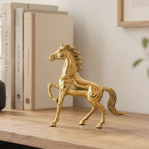 Statue de cheval en laiton artisanale, sculpture décorative en métal doré, figurine équestre, décoration de luxe pour la maison ou le bureau - Product Image 5