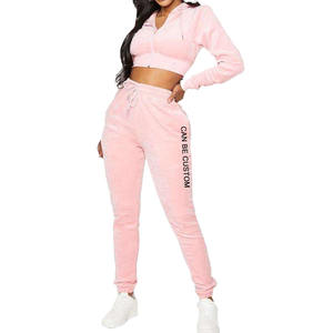 Neuer Stylischer Sport-Trainingsanzug mit Individuellem Logo, bestehend aus Crop-Tops, Hoodies und Jogging-Sweatsuit im 2-teiligen Set für Damen - Product Image 3