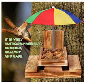 Mangeoire d'écureuil en bois personnalisée avec parapluie <span class=keywords><strong>pour</strong></span> l'extérieur mangeoire de table de pique-nique d'écureuil Chipmunk Hold corn cob peanuts - Product Image 5