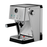 Machine à café expresso et cappuccino domestique en acier inoxydable avec manomètre, boutons lumineux et mousseur à lait pour café moulu