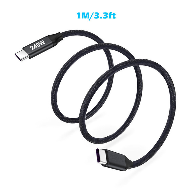 240W Braided PD Data Cable, 28V 5A, Compatible with Computers, Type-C to C Data Cable, 100W Flash Charge PD Data Cable