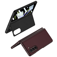 Nouvelle arrivée 2023 GKK Magnetic Flip Bracket Shell Membrane Cuir uni intégré pour Galaxy Z Fold5 coque de téléphone ultra-mince
