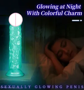 Realistische TPE Glowing Crystal Dildos Frauen Weiches Grün Mit Saugen Basis Weiblicher Mastur bator Sexspielzeug Für Frau Anal Plug % - Product Image 4