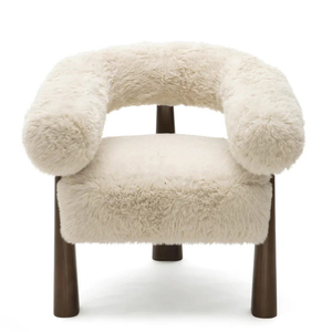 Sillón Moderno de Alta Calidad para Sala de Estar, con Marco de Roble, Tapizado, con Peluche, para Descanso. - Product Image 1
