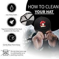 Casquette Trucker Noire avec Broderie Champignon Rouge à Pois, Dos en Maille Respirante, Réglable, pour Activités Décontractées en Extérieur