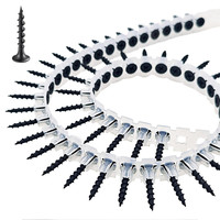 Tornillos para paneles de yeso de acero al carbono de alta resistencia, con cabeza de trompeta, en tira de plástico, con acabado de fosfato negro, para techos.