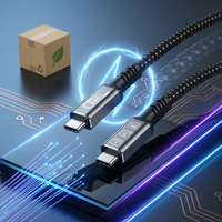 Kabel Video pengisian daya cepat, USB 4.0 tipe-c 0.5m penyimpanan Data sangat cepat 16K Thunderbolt 5 40Gbps 240W nilon ultra-ramping Monitor 4K