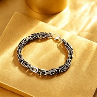 Bracelet chaîne byzantine noire en gros pour hommes, en acier inoxydable, maillons carrés, style hip-hop, vintage, bijoux de luxe tendance