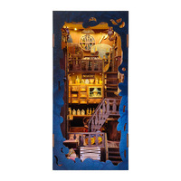 Puzzle 3D en bois Book Nook - Maison de poupée à construire soi-même avec modèle de bibliothèque miniature