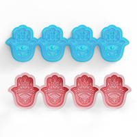 Candyer Nouveau Design Personnalisé Lot de 4 Moules en Silicone Hamsa pour la Fabrication de Savon, Outils de Pâtisserie, Moule à Bougie en Silicone, Moule Fatima en Silicone