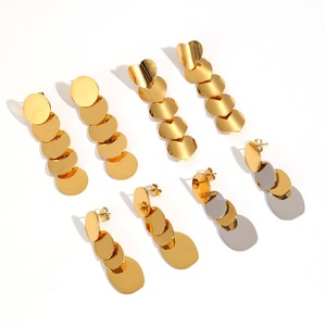 Nouvelles boucles d'oreilles géométriques rondes, accessoires, boucles d'oreilles pendantes à pompon lisse pour femmes - Product Image 3