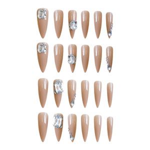 <span class=keywords><strong>Uñas</strong></span> Postizas de Lujo Color Nude con Cristales Grandes para Oficina, Fiestas y Eventos Corporativos, Venta al Por Mayor - Product Image 3