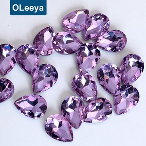 Strass en verre Oleeya, pierres non plates, 13*18mm, forme goutte d'eau, couleur Siam foncé, à dos pointu, pour la décoration de téléphones - Product Image 5