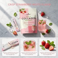 OEM AegleWell Multi Collageen Peptide Stick Poeder, Aardbei Mojito smaak, Gehydrolyseerd collageen met Biotine VC Hyaluronzuur