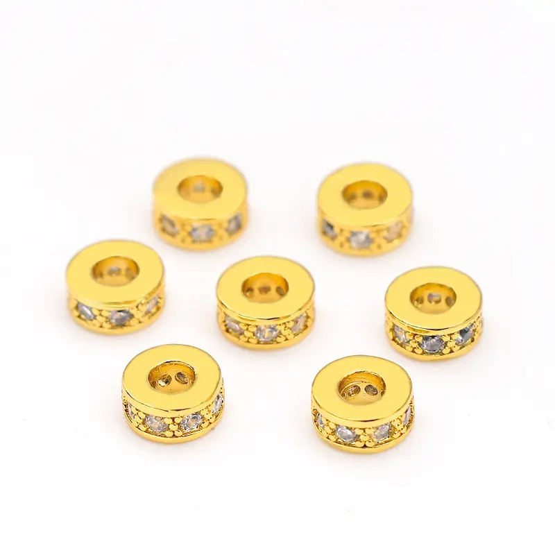 2404 Copper plated 18K gold diamond-encrusted bead 14K preserving color spacer piece loose DIY jewelry accessorie