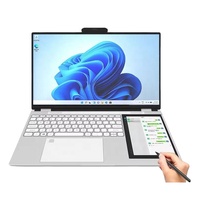 OEM Logo Prix Usine Double Moniteur Notebook Intel N100 Rgb Rétroéclairé Clavier Win 11 Double Écran Tactile Ordinateur Portable