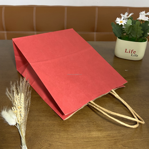 Custom Printed Kraft <b>Paper</b> Packaging Bag Handle <b>Biodegradable</b> Fast Food Takeaway Restaurant Carry for Supermarket Use Promotions - Product Image 3