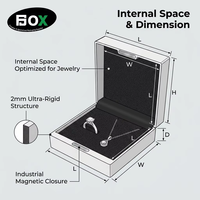 Boîte à bijoux magnétique en carton rigide de luxe de petite taille avec logo personnalisé FUSSEN, doublure en velours anti-rayures