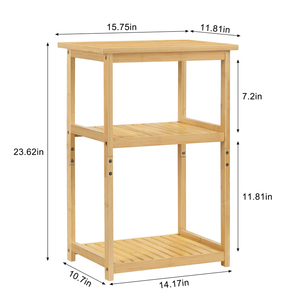อเนกประสงค์โต๊ะปลายไม้ไผ่ขาตั้งโต๊ะข้างเตียง Nightstand สําหรับห้องนอนสํานักงานชุด 2 ชิ้น - Product Image 2