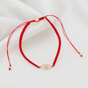 Latest Design 925 Sterling <b>Silver</b> Gold Plated Red Macrame <b>Bracelet</b> with Enamel EvilEye <b>Charm</b> 18K Gold Plating <b>Bracelet</b> - Product Image 2