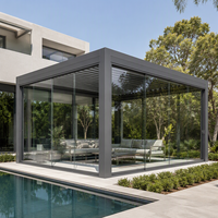 Pergola motorisée moderne en aluminium économique avec lames orientables, protection UV UPF 50+, imperméable, pour terrasse extérieure, jardin et villa