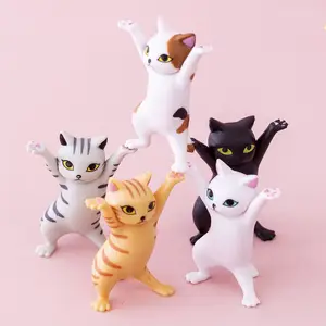 日本の猫のペンホルダーキッズおもちゃの誕生日プレゼント重量挙げキャリング棺猫のペンホルダーダンスフィギュア人形の動物