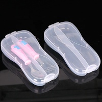 Boîte de rangement transparente pour cuillères d'apprentissage pour bébé SUNSHING, anti-poussière, boîte de rangement pour enfants, ensemble de cuillères et de fourchettes en silicone PP, boîte d'emballage