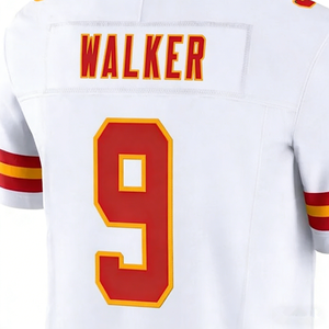 Maillots de football pour hommes Kansas City Kenneth Walker III 9, nouvelle arrivée, maillot de football américain cousu, rouge et blanc - Product Image 5
