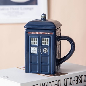 Regalos Empresariales, Taza de Café de Cerámica de Estilo Británico Retro, Taza con Forma de Cabina Telefónica con Tapa - Product Image 3