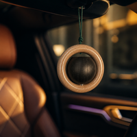 Diffuseur de parfum pour voiture en bois de hêtre de qualité supérieure, avec boule en frêne, à suspendre, logo personnalisé OEM, accessoire durable en bois naturel