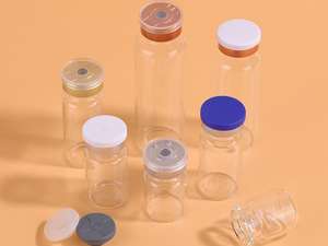 Flacons en plastique transparents à bouchon serti, poudre lyophilisée anti-âge au peptide signalétique, emballage cosmétique stérile et écologique - Product Image 2