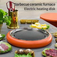 Barbecue électrique de table coréen en céramique de style buffet 2000W avec poêle en fonte de 330mm, inspiré de la cuisson au charbon de bois