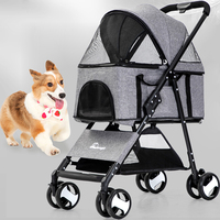 Lzmaker-poussette pliable 2 en 1, à quatre roues séparée et chariot pour animaux de compagnie, accessoire de transport pliable avec une main
