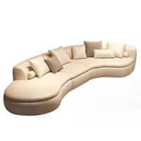 Ensemble de canapés Timberight Biomorphic Sinuous Alabaster, design moderne et simple en forme de C, structure en bois massif, dossier en éponge, inclinable