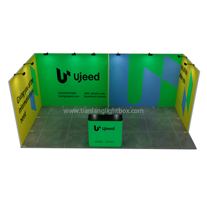 บูธแสดงสินค้าอะลูมิเนียมแบบแยกส่วนแบบพกพา10x20ft ติดตั้งง่ายพร้อมเคาท์เตอร์ฉากหลังของบูธนิทรรศการที่ได้รับความนิยมมากที่สุด - Product Image 1