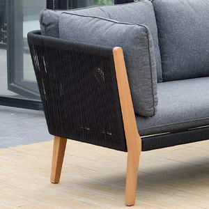 Canapé de jardin en teck et corde, style moderne et luxueux, confortable, ensemble de meubles de patio extérieur pour hôtels, villas et jardins - Product Image 2