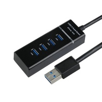 Hub USB 3.0 haute vitesse 1,2 m à 4 ports avec LED bleue pour charge et transfert de données, en ABS noir, pour PC de bureau et ordinateur portable (en stock)