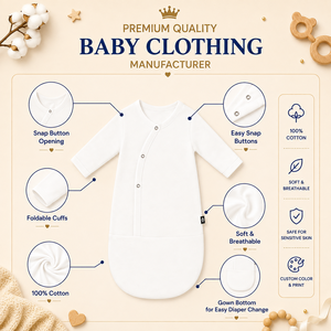 Sac de couchage bébé en bambou doux, écologique, toutes saisons, à manches longues et fermeture boutonnée, pour nouveau-né, vente en gros, OEM/ODM, marques privées, Vietnam - Product Image 5